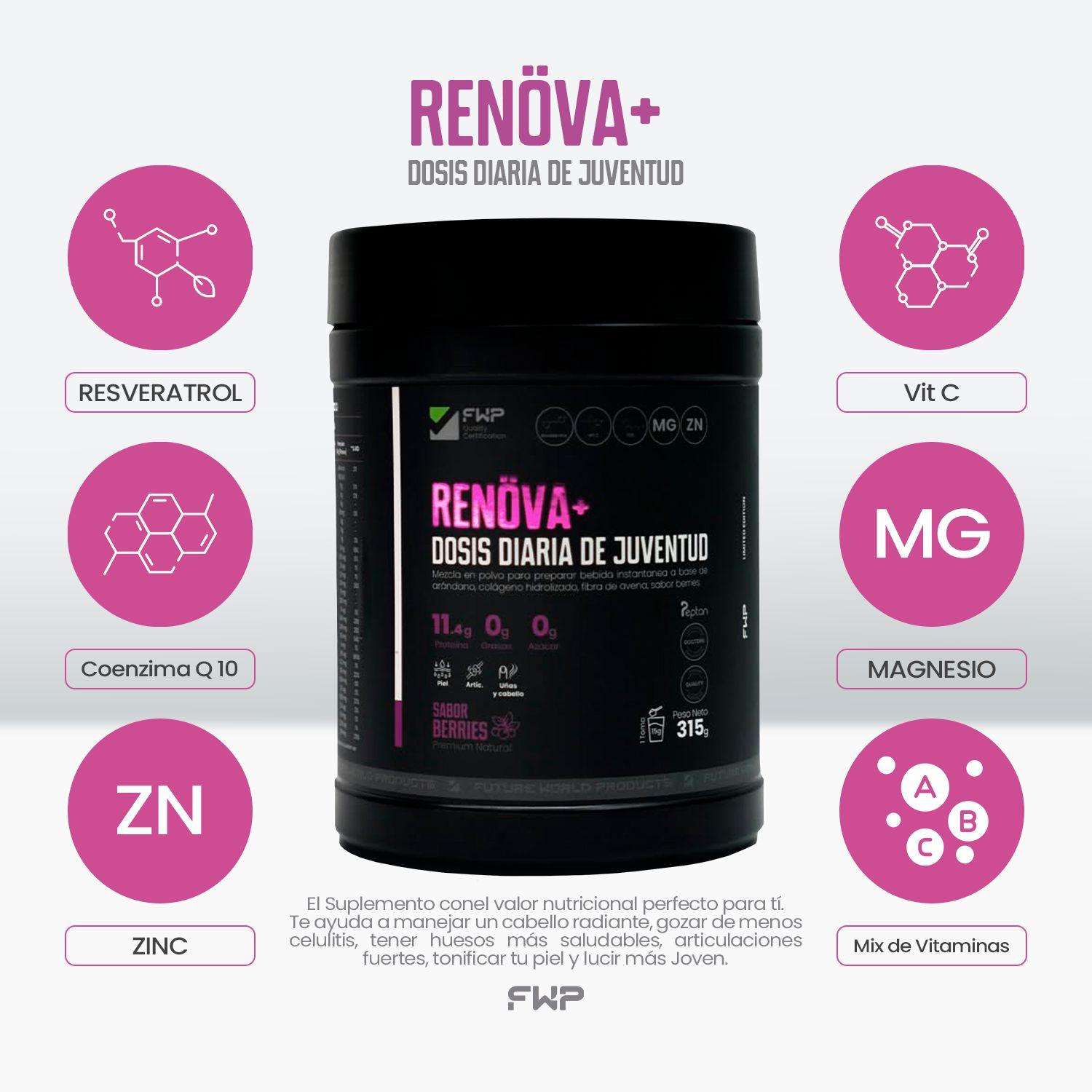 COLÁGENO RENOVA+ CON BIOPEPTIDOS ACTIVOS 11.4 gramos de proteina